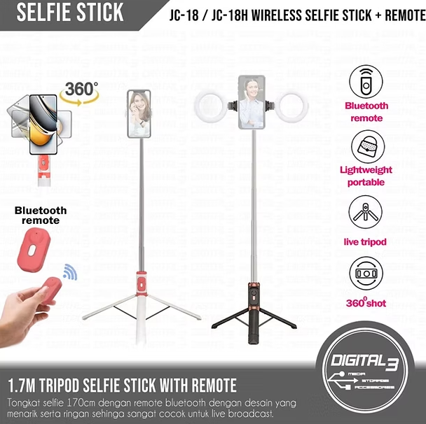 Bežični BT Selfi štap JC-18H sa LED