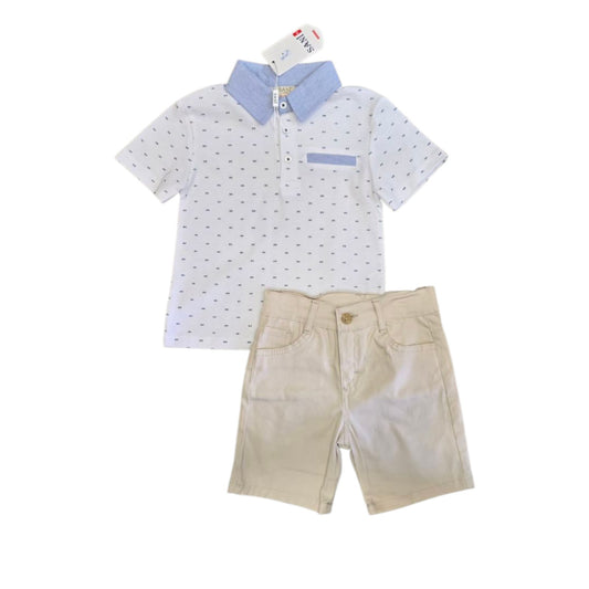 Komplet za dečake šorts i košulja DOTS light blue