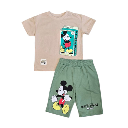 Komplet za dečake šorts i majica MICKEY GREEN