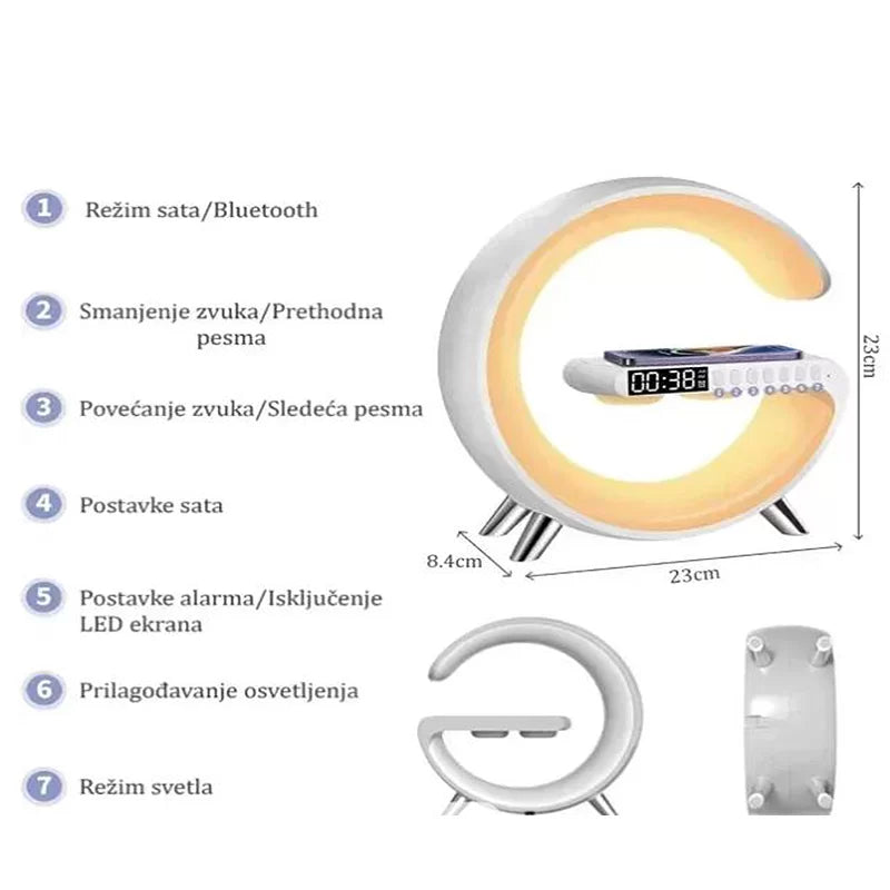 LED G-lampa sa zvucnikom i bezicnim punjacem 6u1 G11