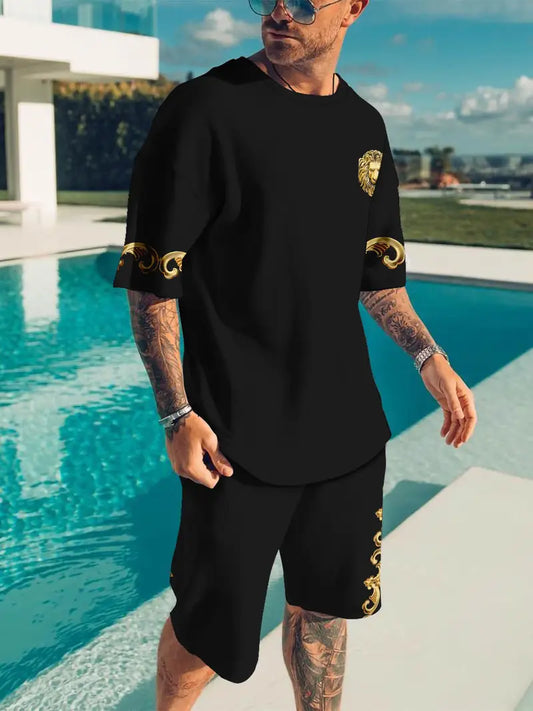 Muški komplet majica i šorc LION BLACK