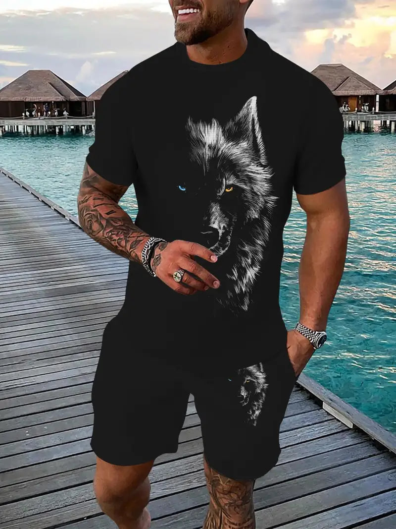Muški komplet majica i šorc THE WOLF BLACK