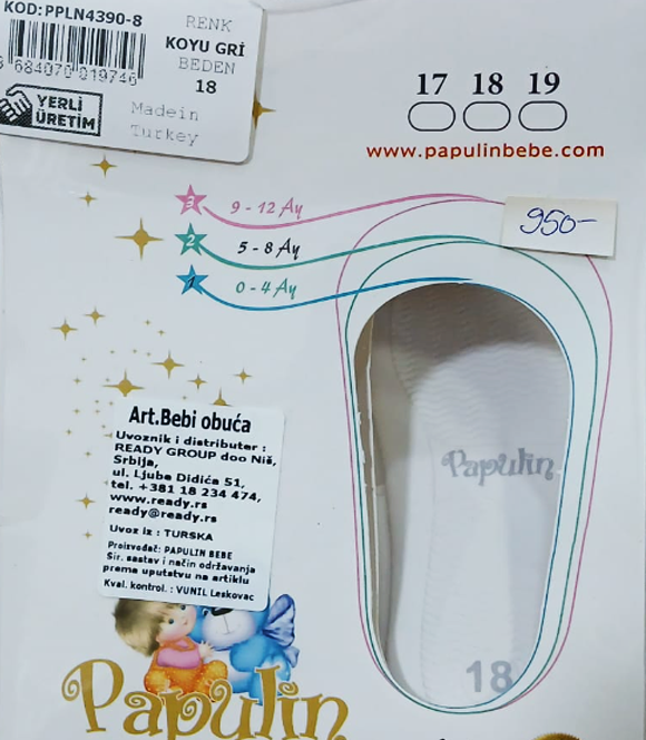 Papulin LUX BEBE patike GREY 18