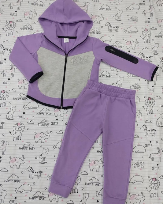 Trenerice za devojčice sa kapuljačom LOVE PURPLE