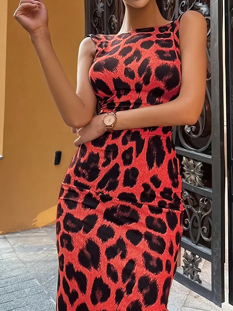 Ženska haljina sa leopard design SUMMER 25 W15 RED