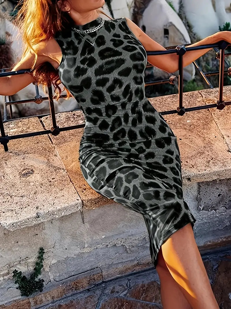 Ženska haljina sa leopard design SUMMER 25 W15 BLACK