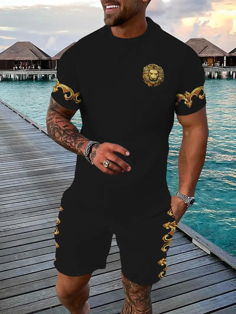 Muški komplet majica i šorc LION BLACK