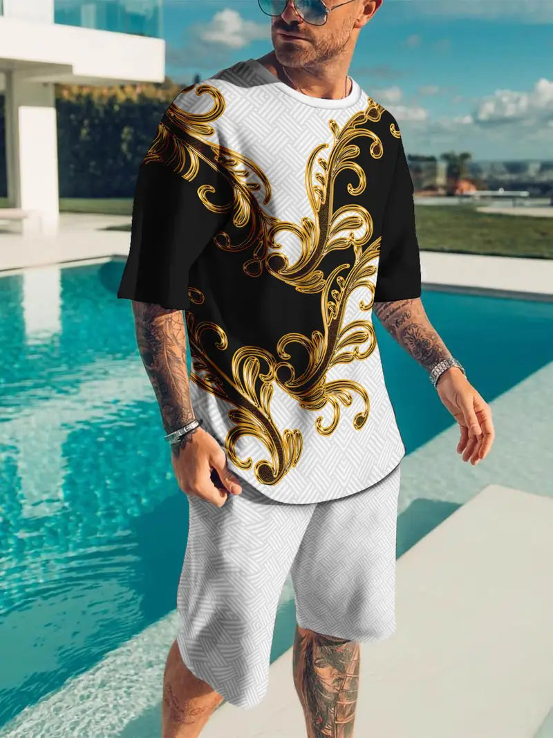 Muški komplet majica i šorc WHITE AND GOLD